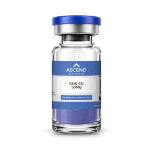 GHK-Cu 50mg lyophilised research peptide vial, Ascend Peptides UK